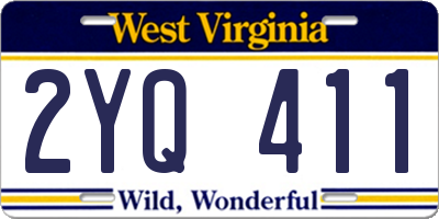 WV license plate 2YQ411