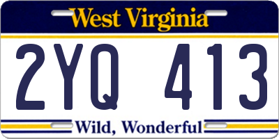WV license plate 2YQ413