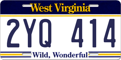 WV license plate 2YQ414