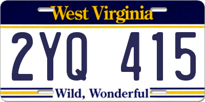 WV license plate 2YQ415