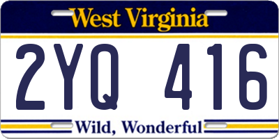WV license plate 2YQ416