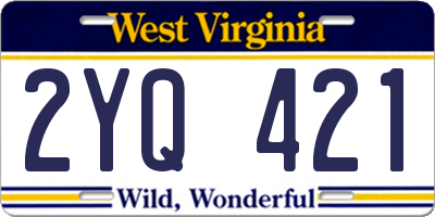 WV license plate 2YQ421