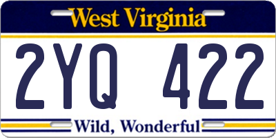 WV license plate 2YQ422