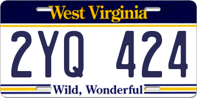 WV license plate 2YQ424