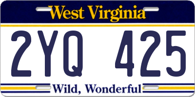WV license plate 2YQ425