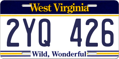 WV license plate 2YQ426