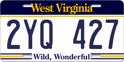WV license plate 2YQ427