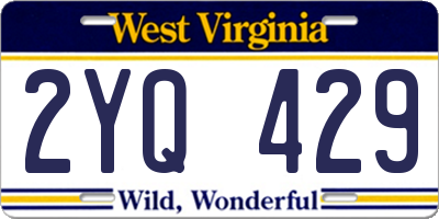 WV license plate 2YQ429