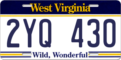 WV license plate 2YQ430