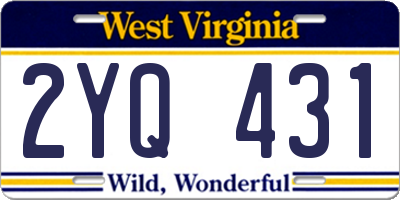 WV license plate 2YQ431