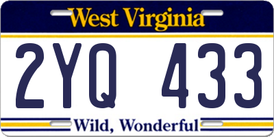 WV license plate 2YQ433