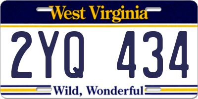 WV license plate 2YQ434