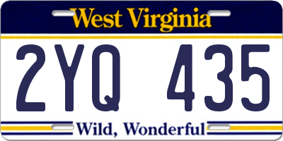 WV license plate 2YQ435