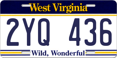 WV license plate 2YQ436