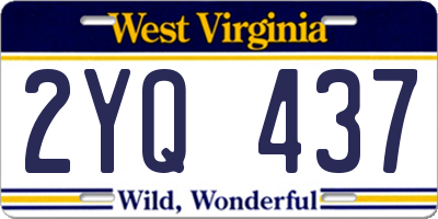 WV license plate 2YQ437