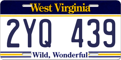 WV license plate 2YQ439
