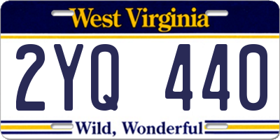 WV license plate 2YQ440