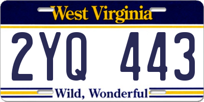 WV license plate 2YQ443
