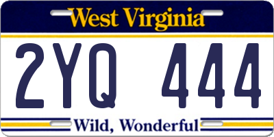 WV license plate 2YQ444