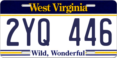 WV license plate 2YQ446