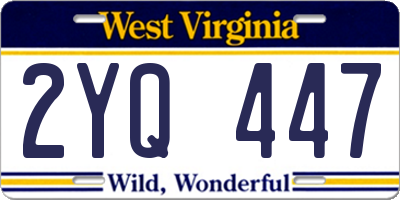 WV license plate 2YQ447
