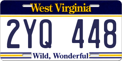 WV license plate 2YQ448