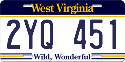 WV license plate 2YQ451