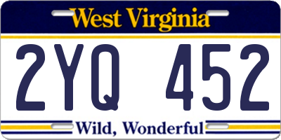 WV license plate 2YQ452