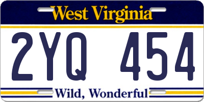 WV license plate 2YQ454