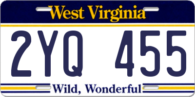WV license plate 2YQ455