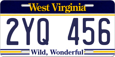 WV license plate 2YQ456