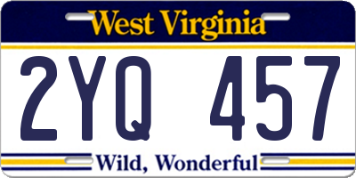 WV license plate 2YQ457