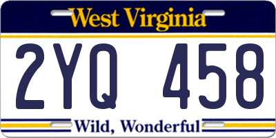 WV license plate 2YQ458
