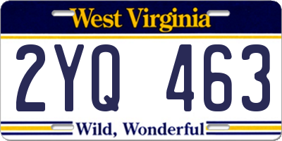 WV license plate 2YQ463