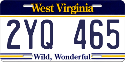 WV license plate 2YQ465