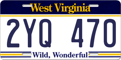 WV license plate 2YQ470