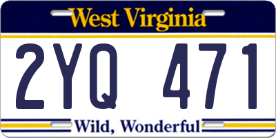 WV license plate 2YQ471