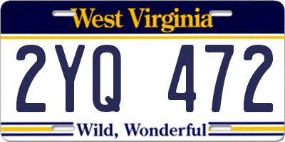 WV license plate 2YQ472