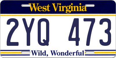 WV license plate 2YQ473