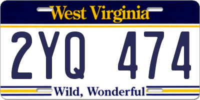 WV license plate 2YQ474