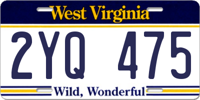 WV license plate 2YQ475