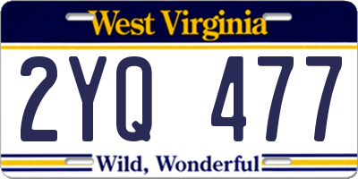 WV license plate 2YQ477