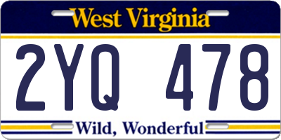 WV license plate 2YQ478