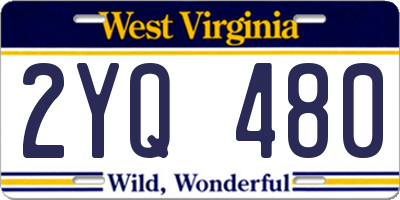 WV license plate 2YQ480