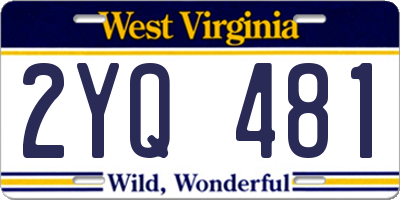 WV license plate 2YQ481