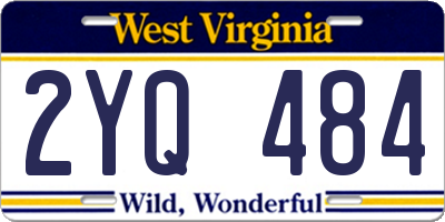 WV license plate 2YQ484