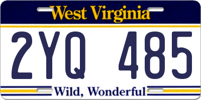 WV license plate 2YQ485