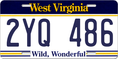 WV license plate 2YQ486