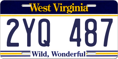 WV license plate 2YQ487