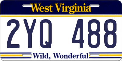 WV license plate 2YQ488